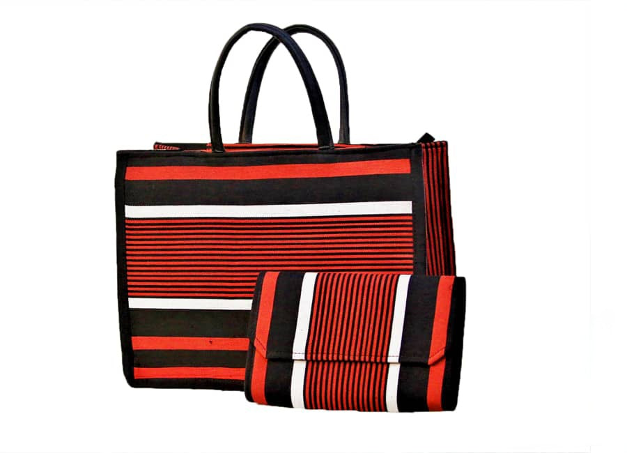 Elise African Woven Cotton Tote Bag with Clutch