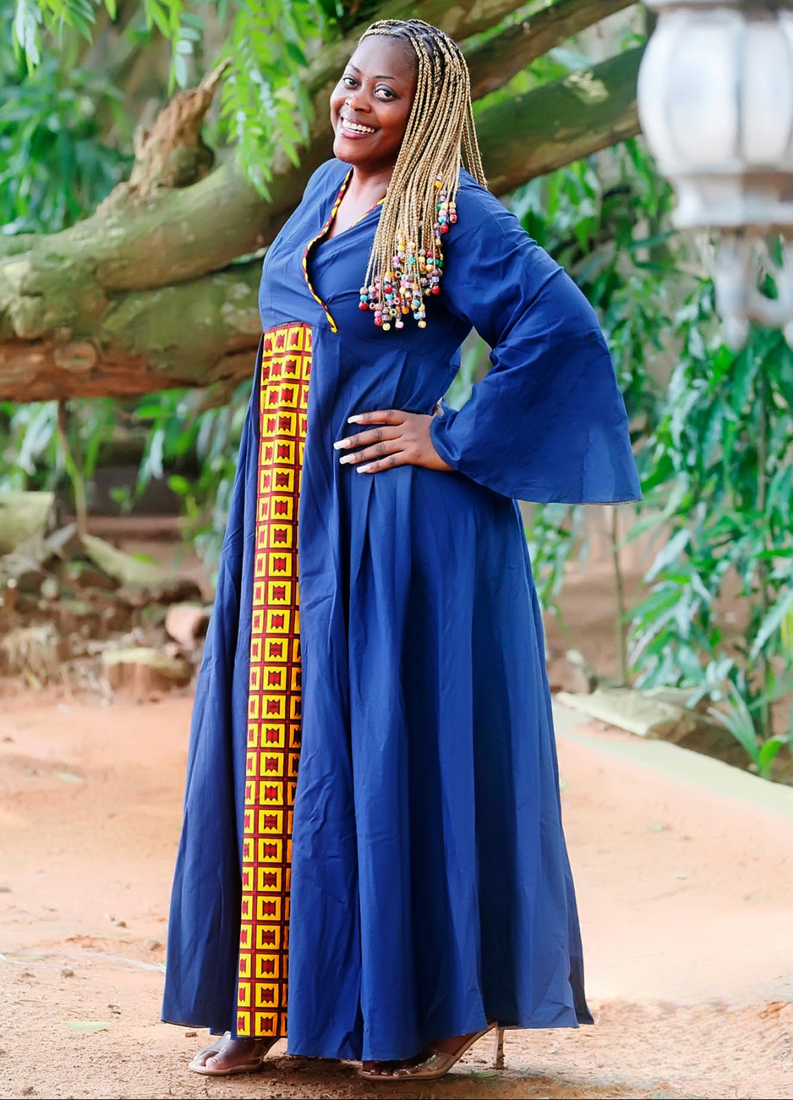 Mahari Long Flared Sleeves Maxi Dress