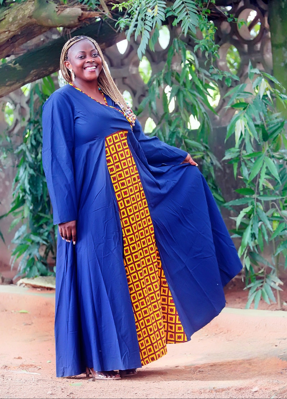 Mahari Long Flared Sleeves Maxi Dress