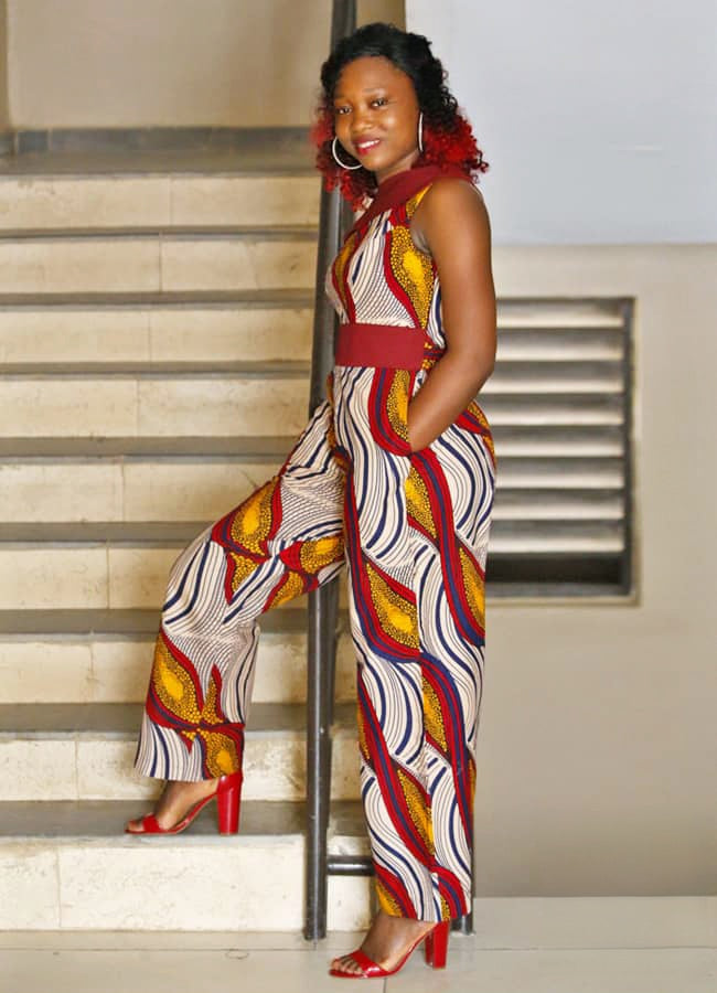 Alexandrine Off-Shoulder African Prints Jumpsuit