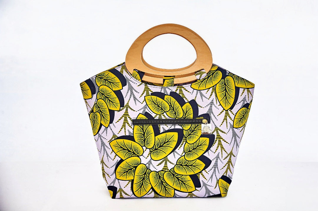 Elna Wood-Handle Tote Bag and Clutch