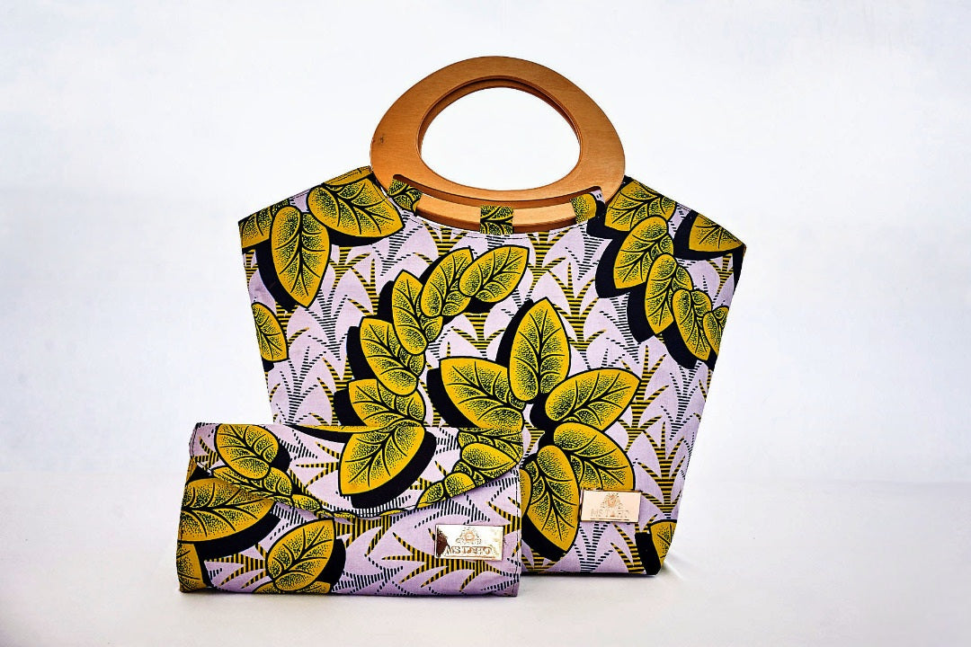 Elna Wood-Handle Tote Bag and Clutch