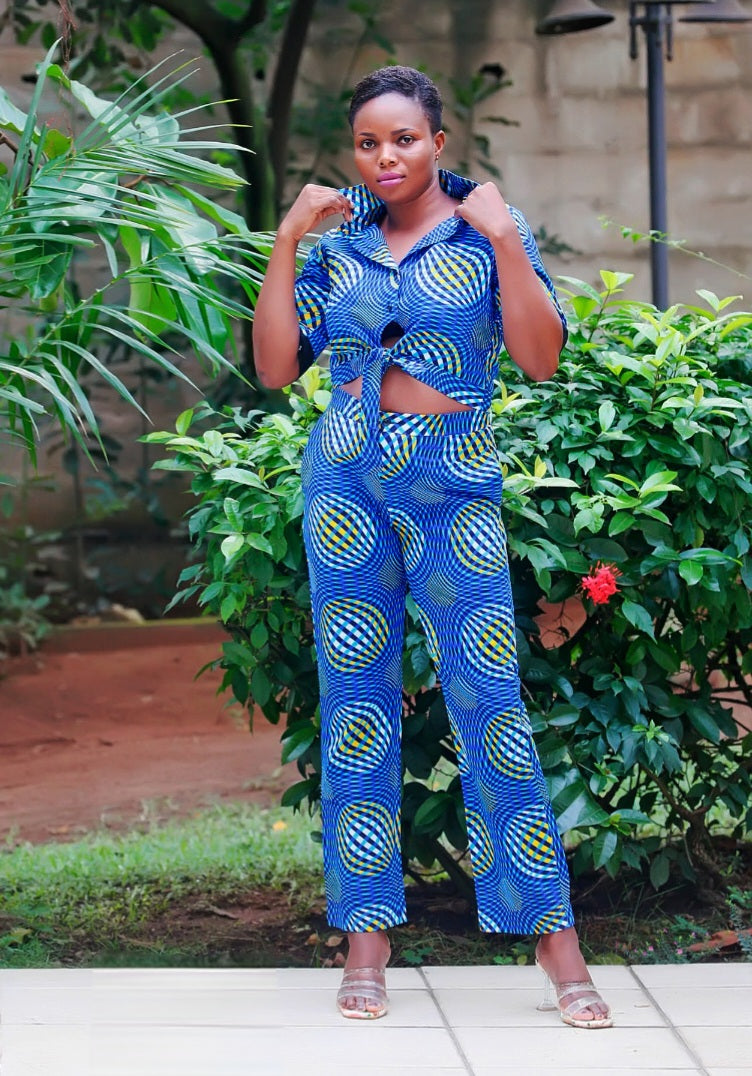 Dominique African Prints Crop Top and Pants Set