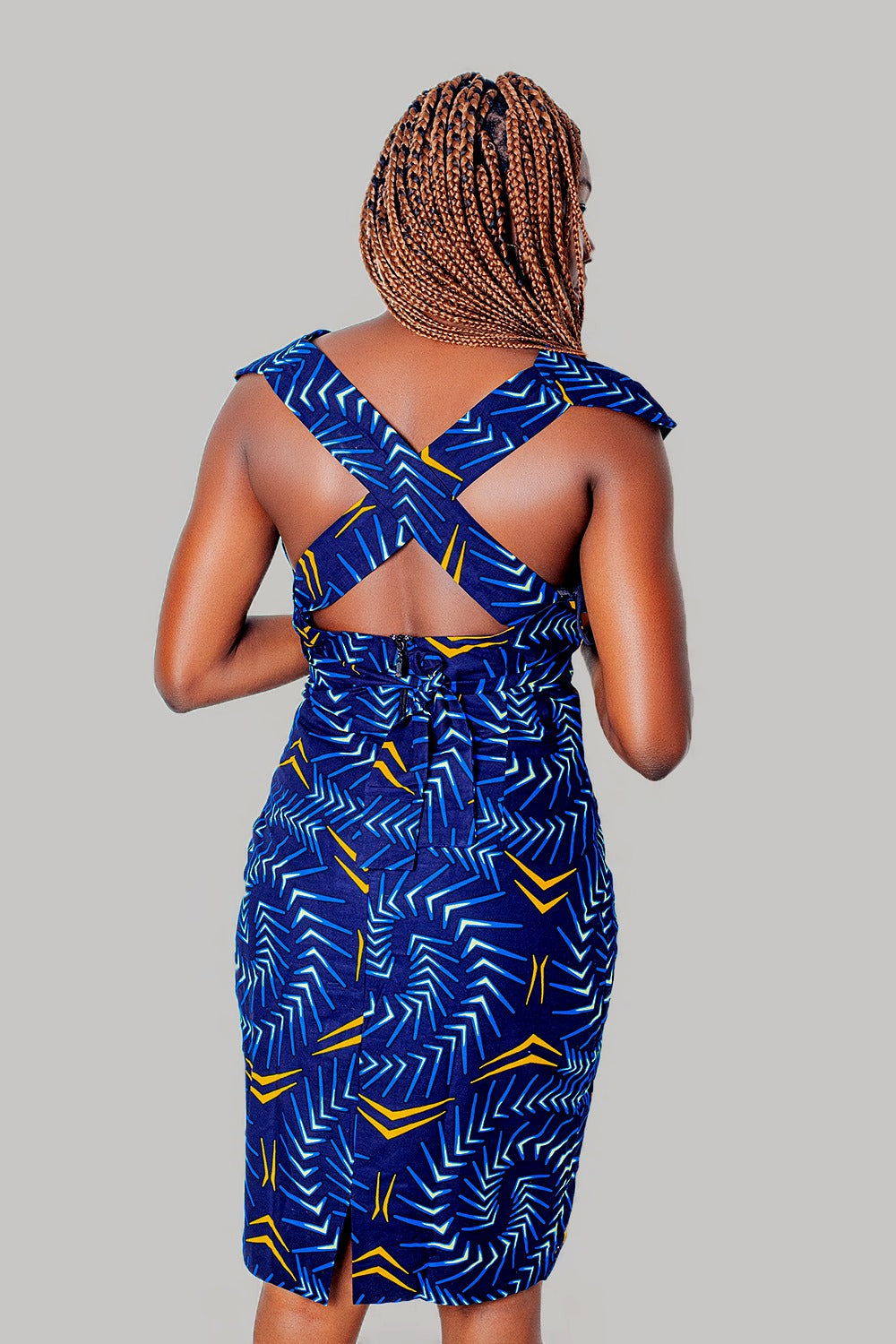 Taraji African Prints Cross Back Midi Dress