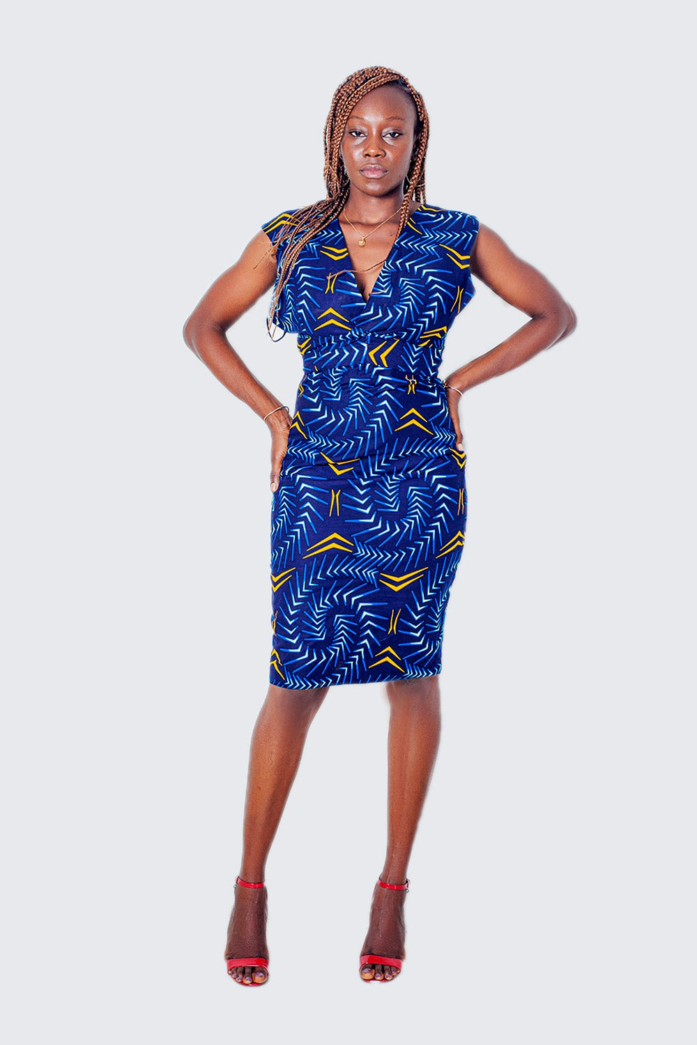 Taraji African Prints Cross Back Midi Dress